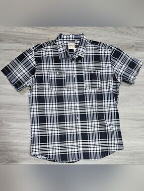 Men's Holton Black Whitw Plaid Short Sleeve Pocket Shirt 2XL New With Tags